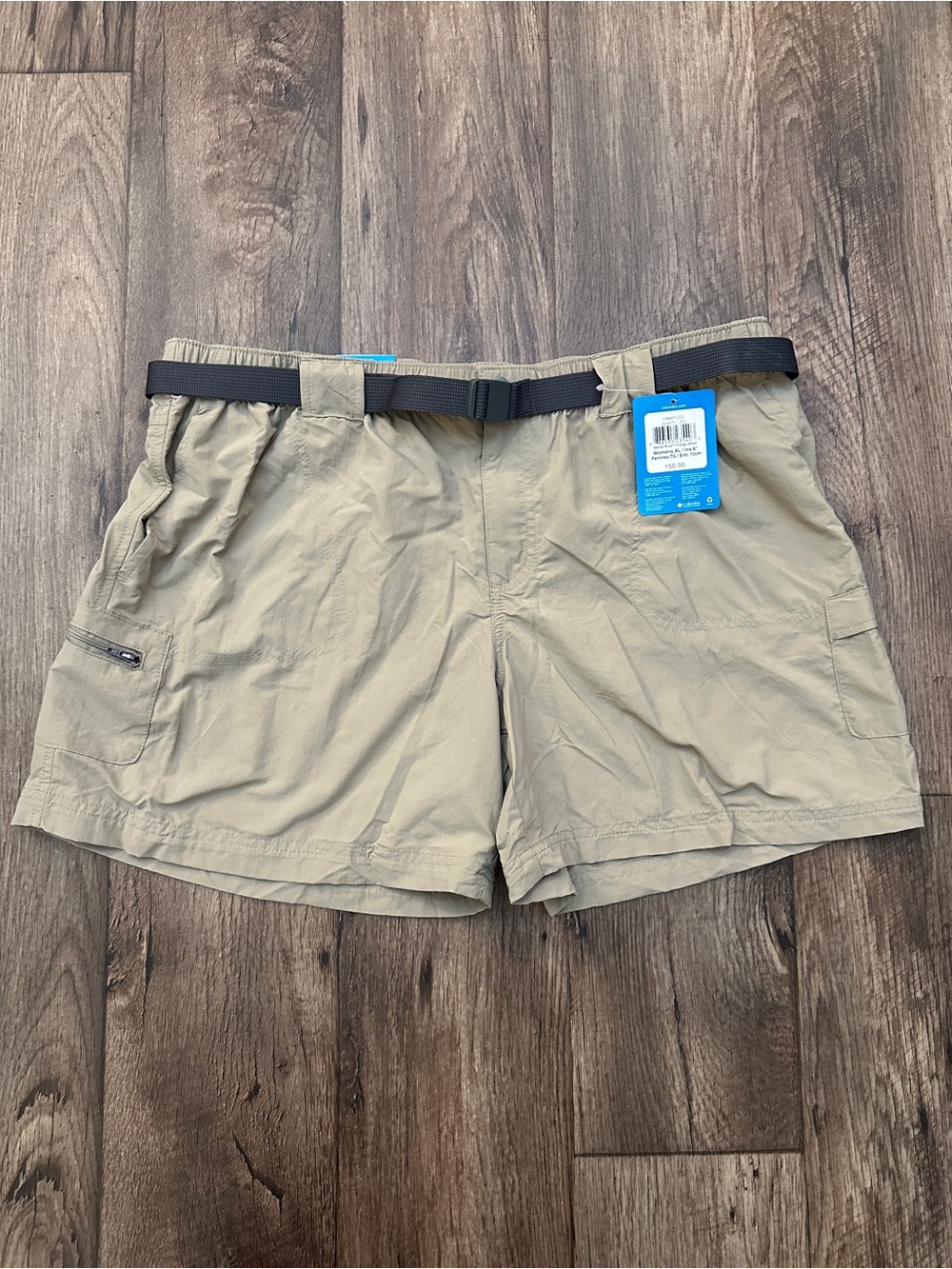 Columbia Sandy River Belted 100% Nylon Cargo Shorts Women’s Size XL Tan